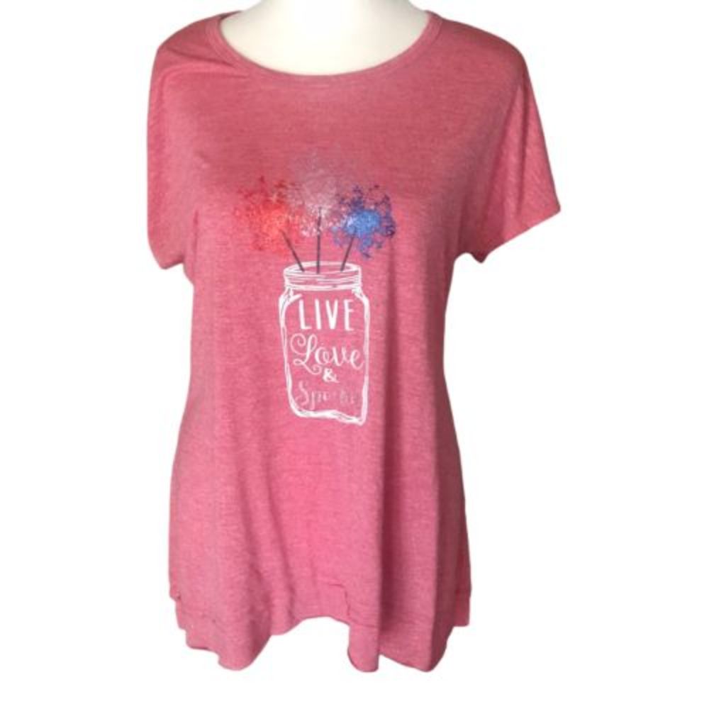 EST 1946 T Shirt Womens Small Red Live Love & Sparkle Short Sleeves Fireworks